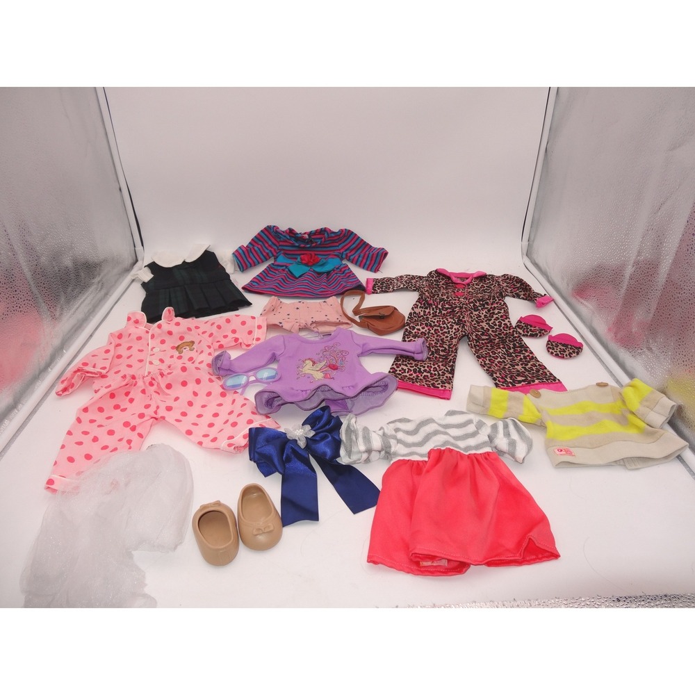 Our Generation 18" Doll Clothes Pajamas Dresses Slipper Access Leopard mixed set